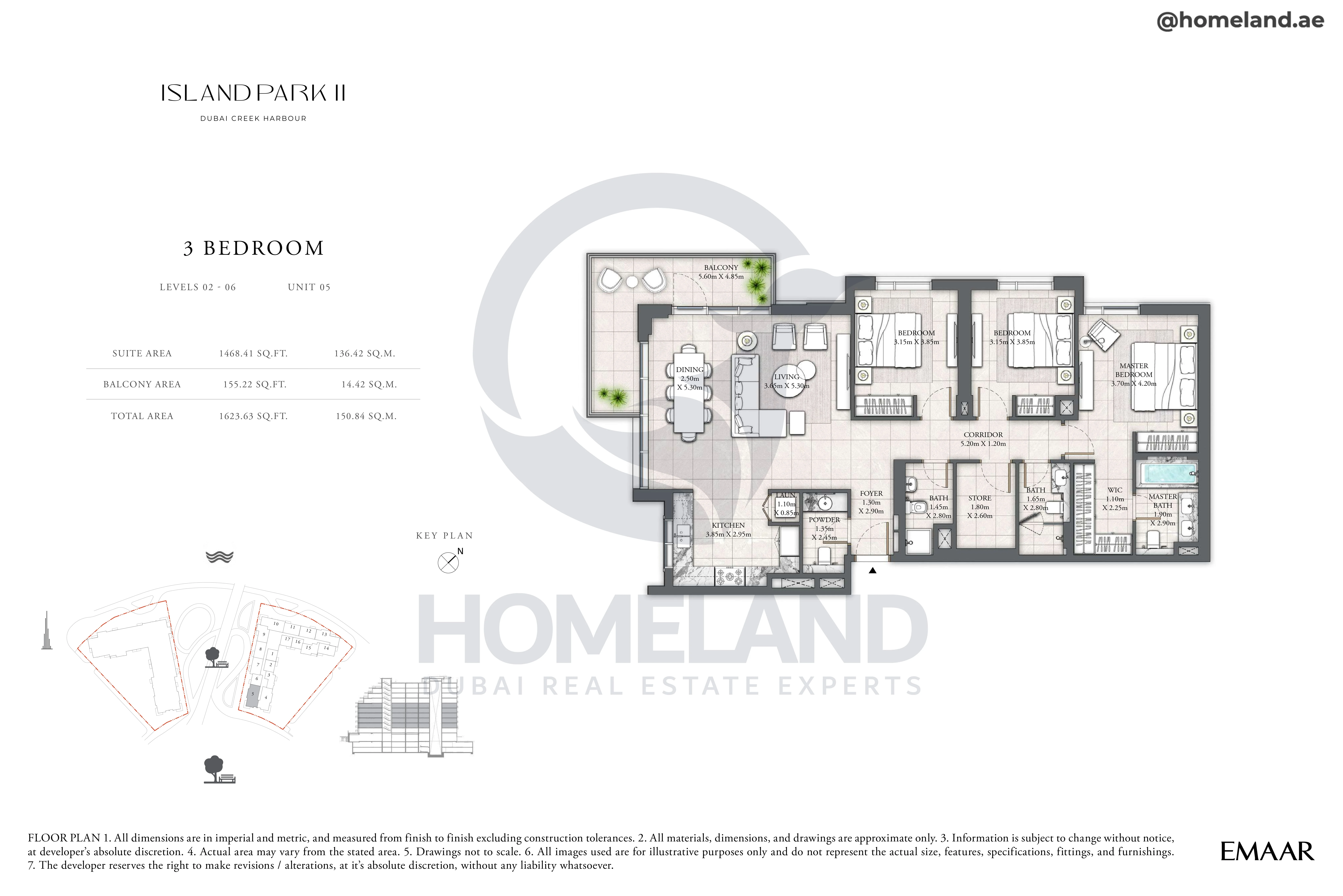 Island Park II, 3BR, Level 02 to 06, Unit 05, 1623 SQFT