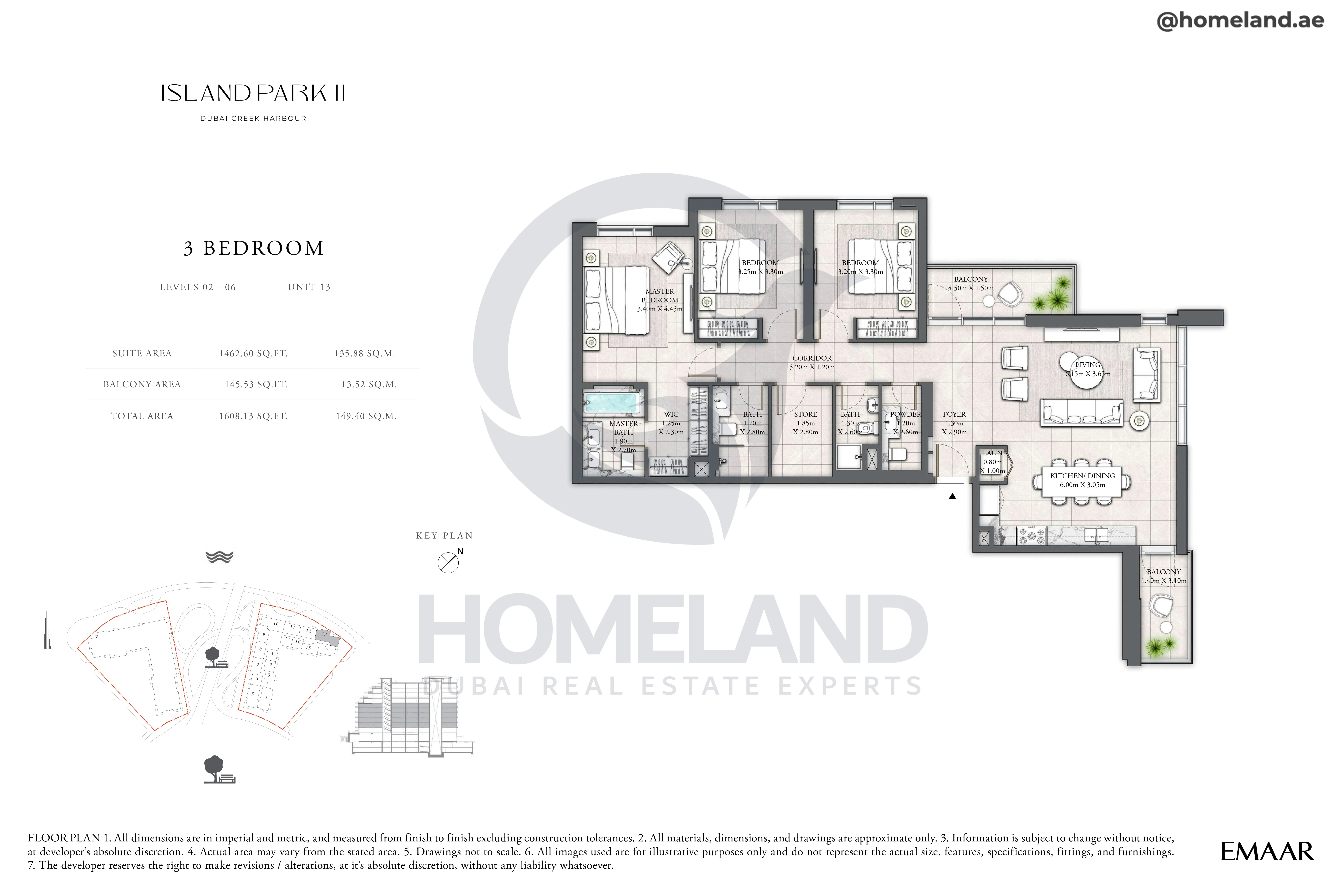 Island Park II, 3BR, Level 02 to 06, Unit 13, 1608 SQFT