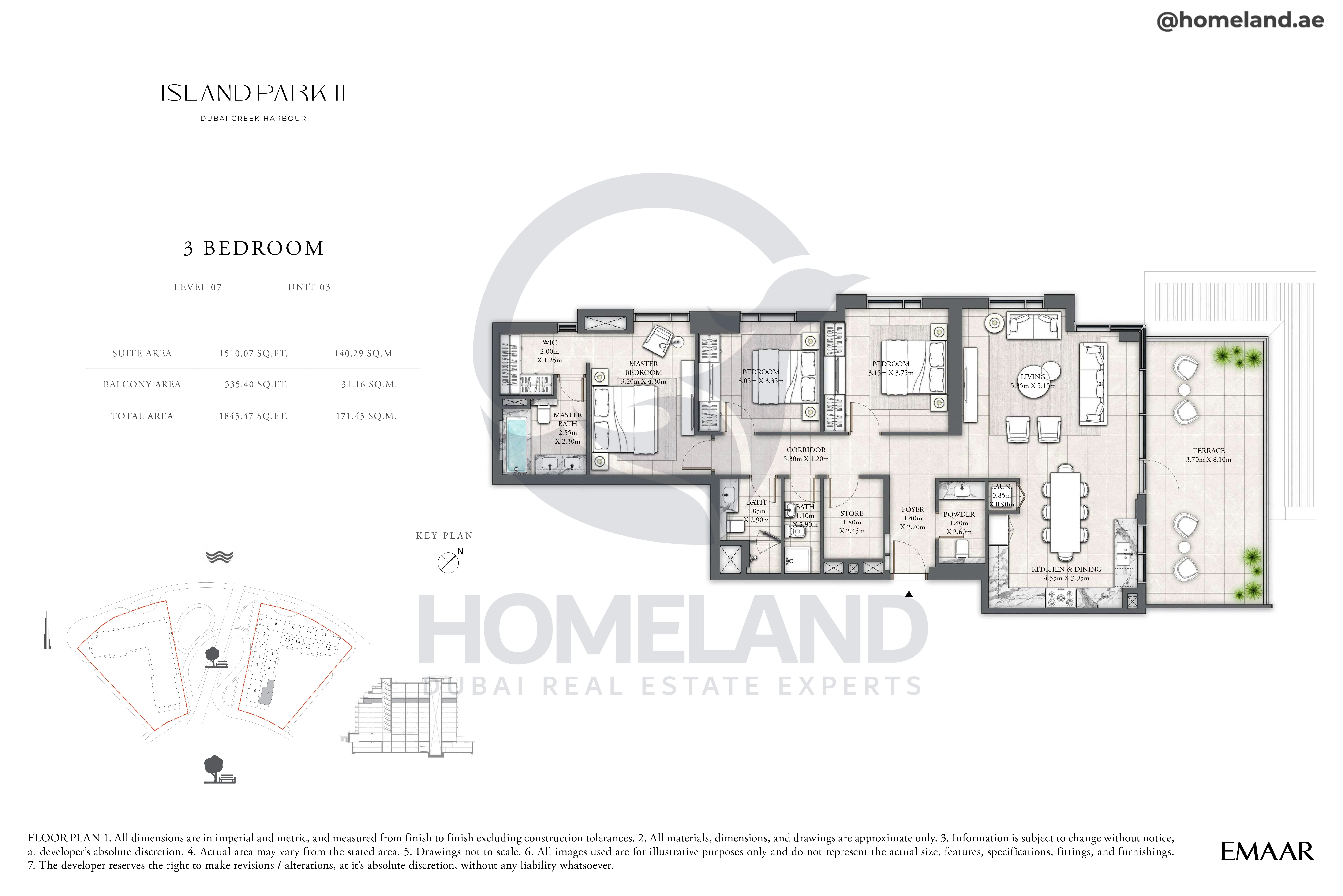 Island Park II, 3BR, Level 07, Unit 03, 1845 SQFT