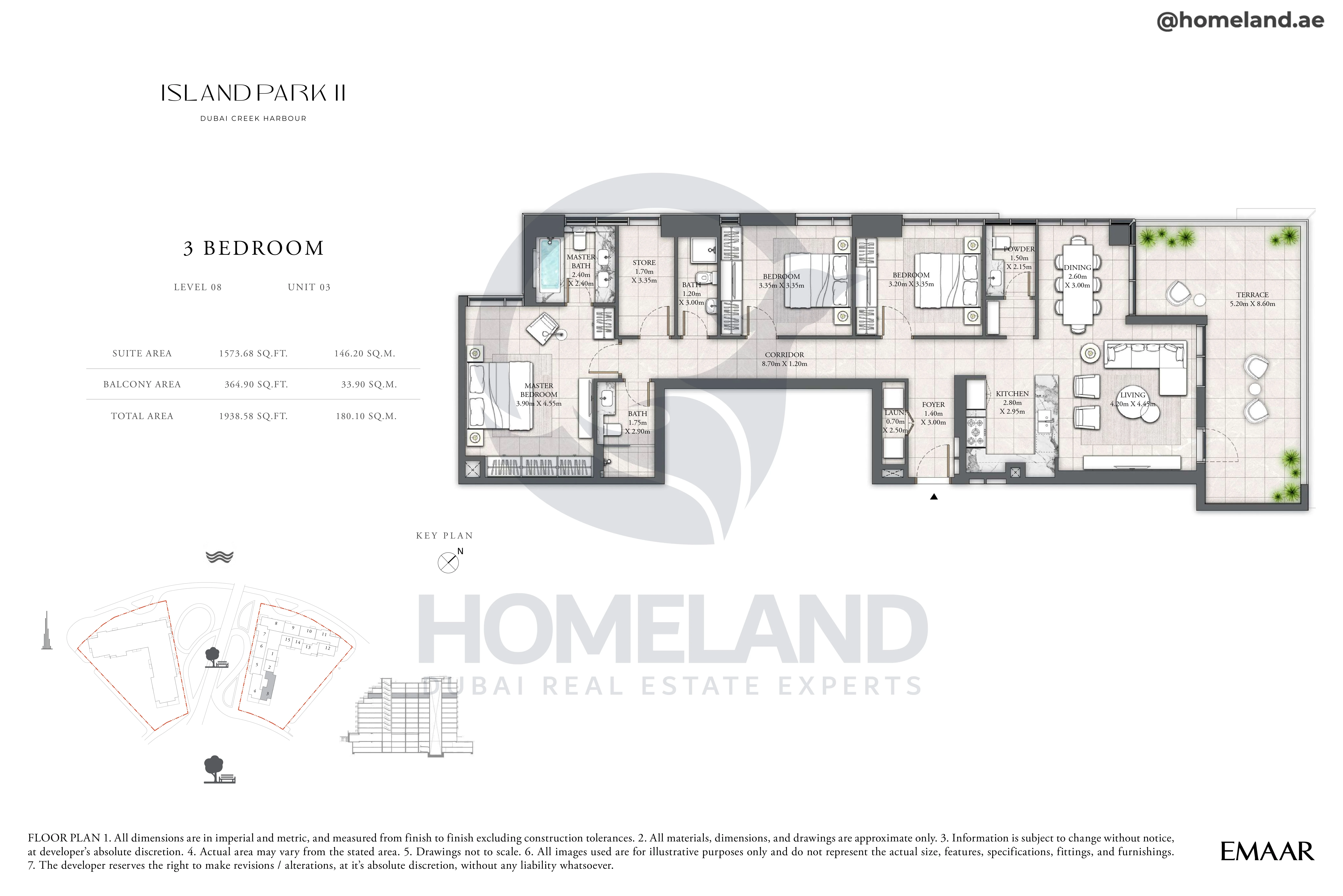 Island Park II, 3BR, Level 08, Unit 03, 1938 SQFT