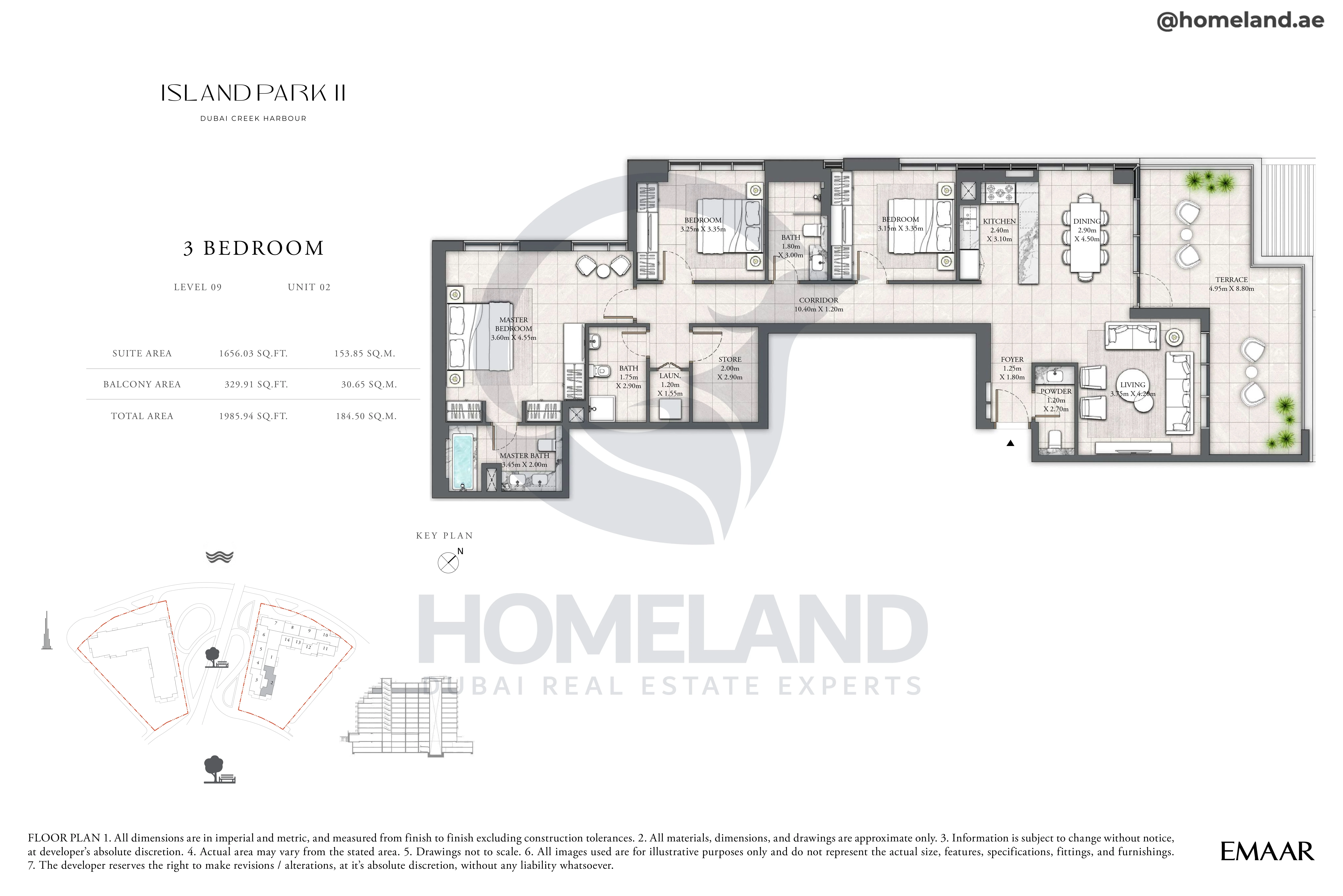 Island Park II, 3BR, Level 09, Unit 02, 1985 SQFT