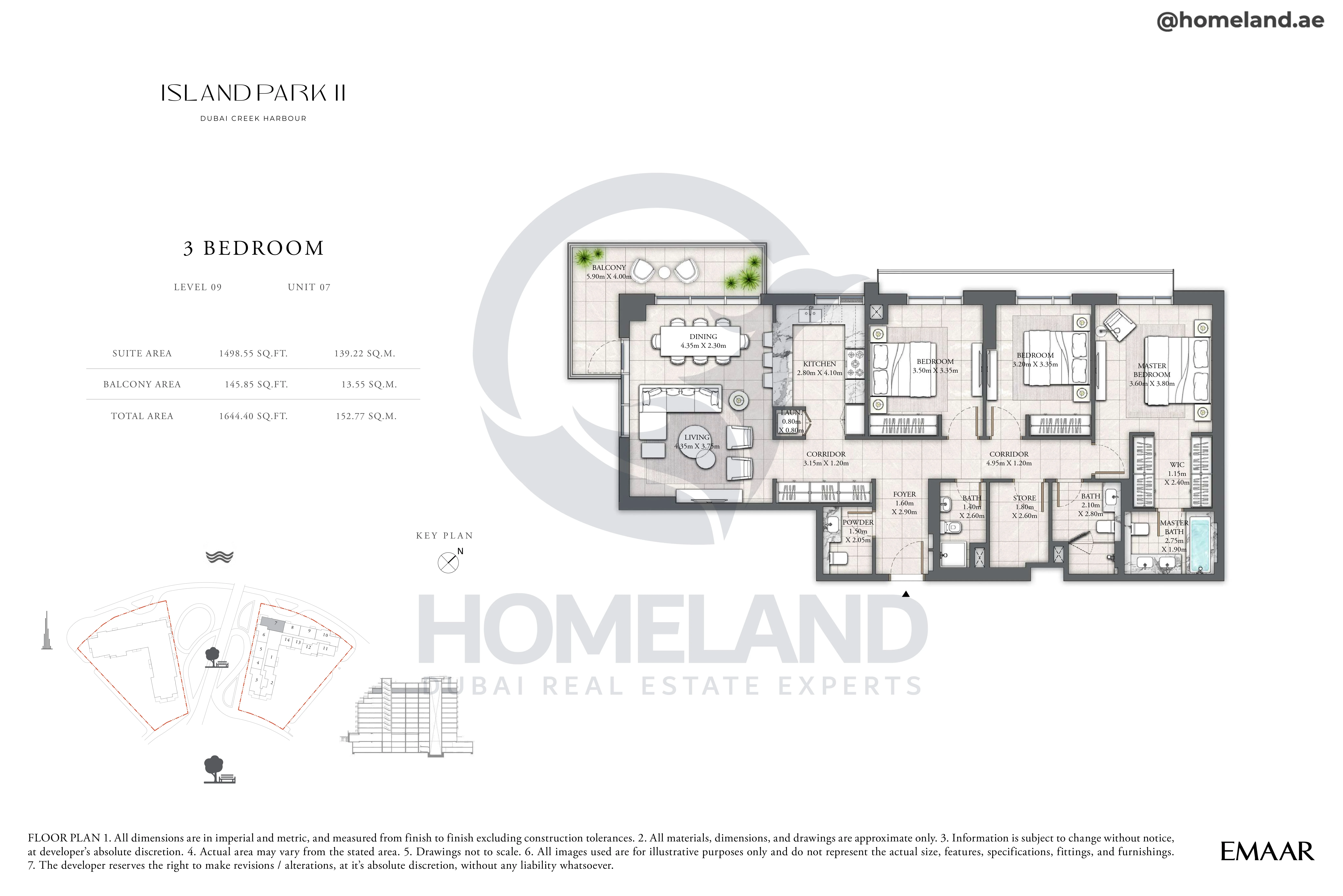 Island Park II, 3BR, Level 09, Unit 07, 1644 SQFT