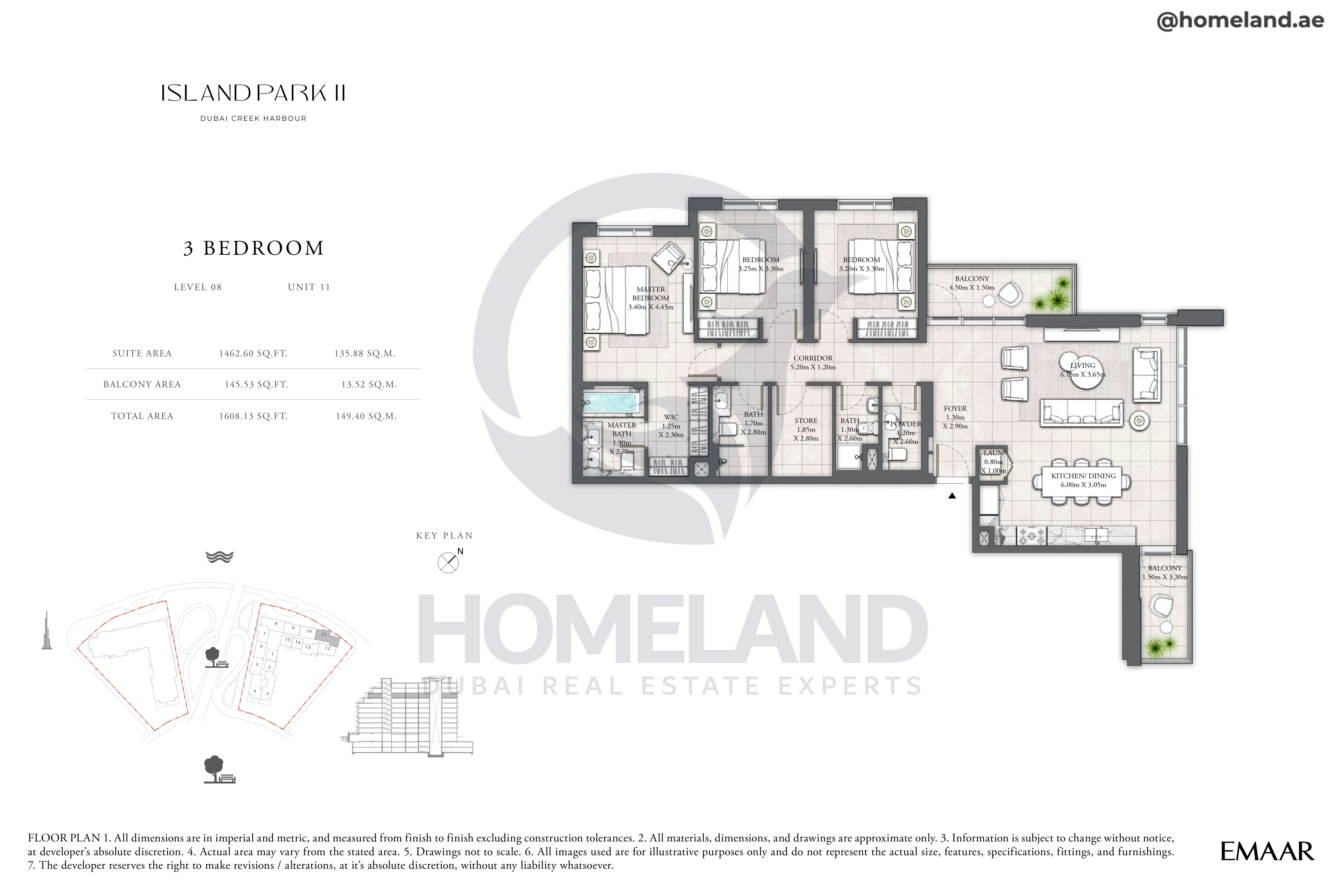 Island Park II, 3BR, Level 08, Unit 11, 1608 SQFT