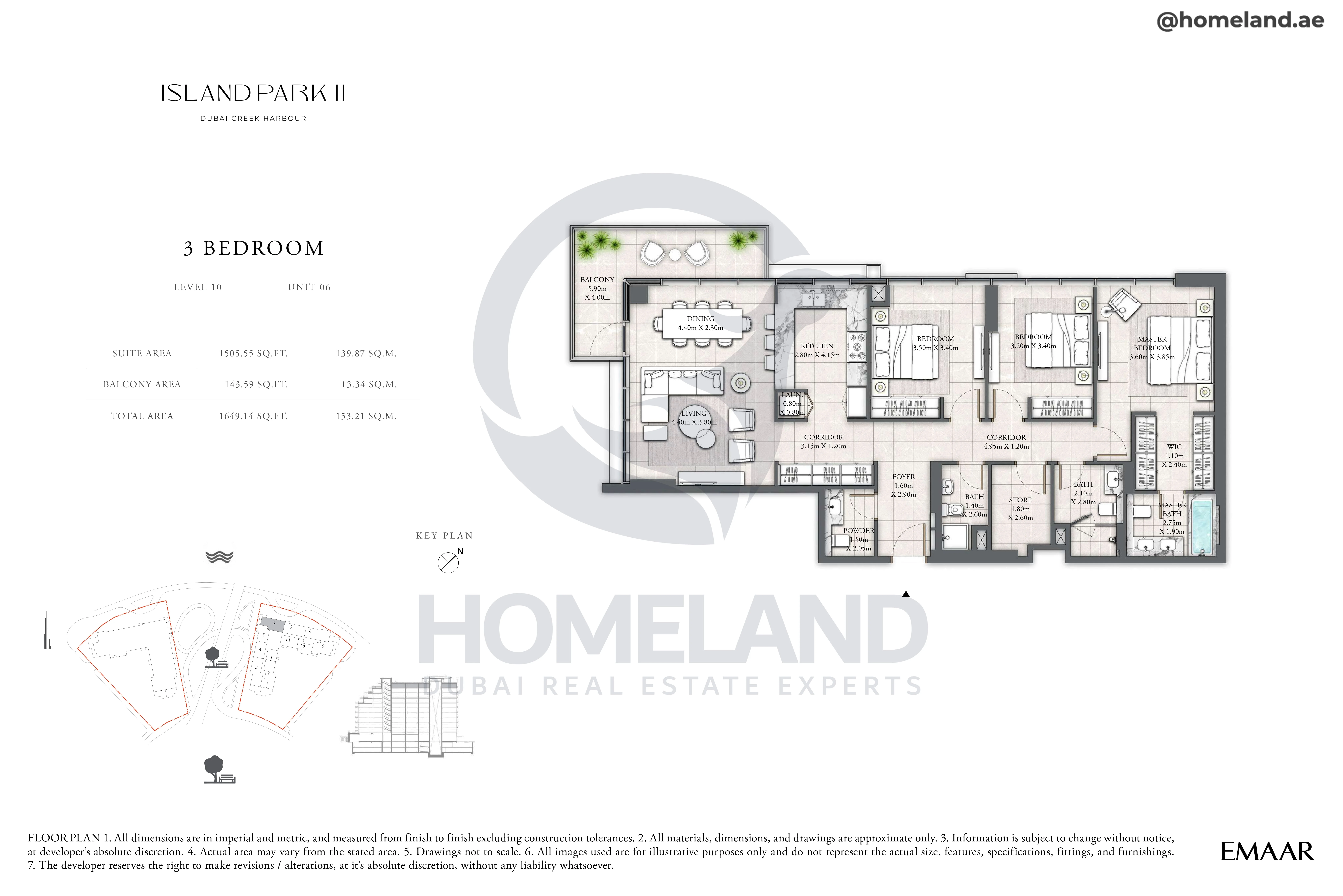 Island Park II, 3BR, Level 10, Unit 06, 1649 SQFT
