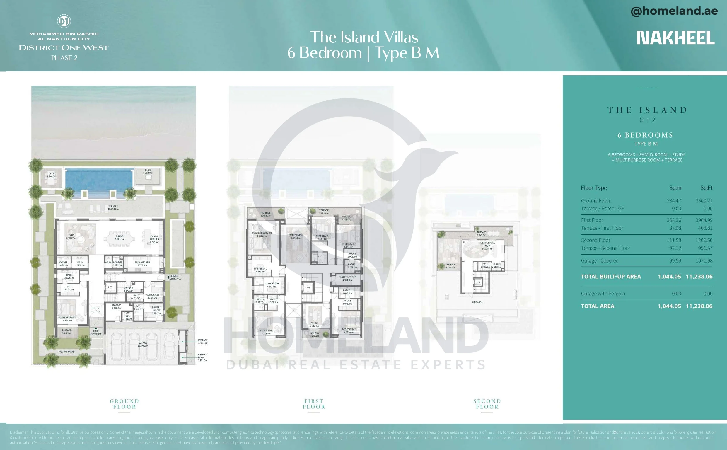 District One West Phase 2, The Island Villas, 6BR+Family Room+Terrace+Study+Multipurpose Room, Type B M, Level G-1-2, 11238 SQFT
