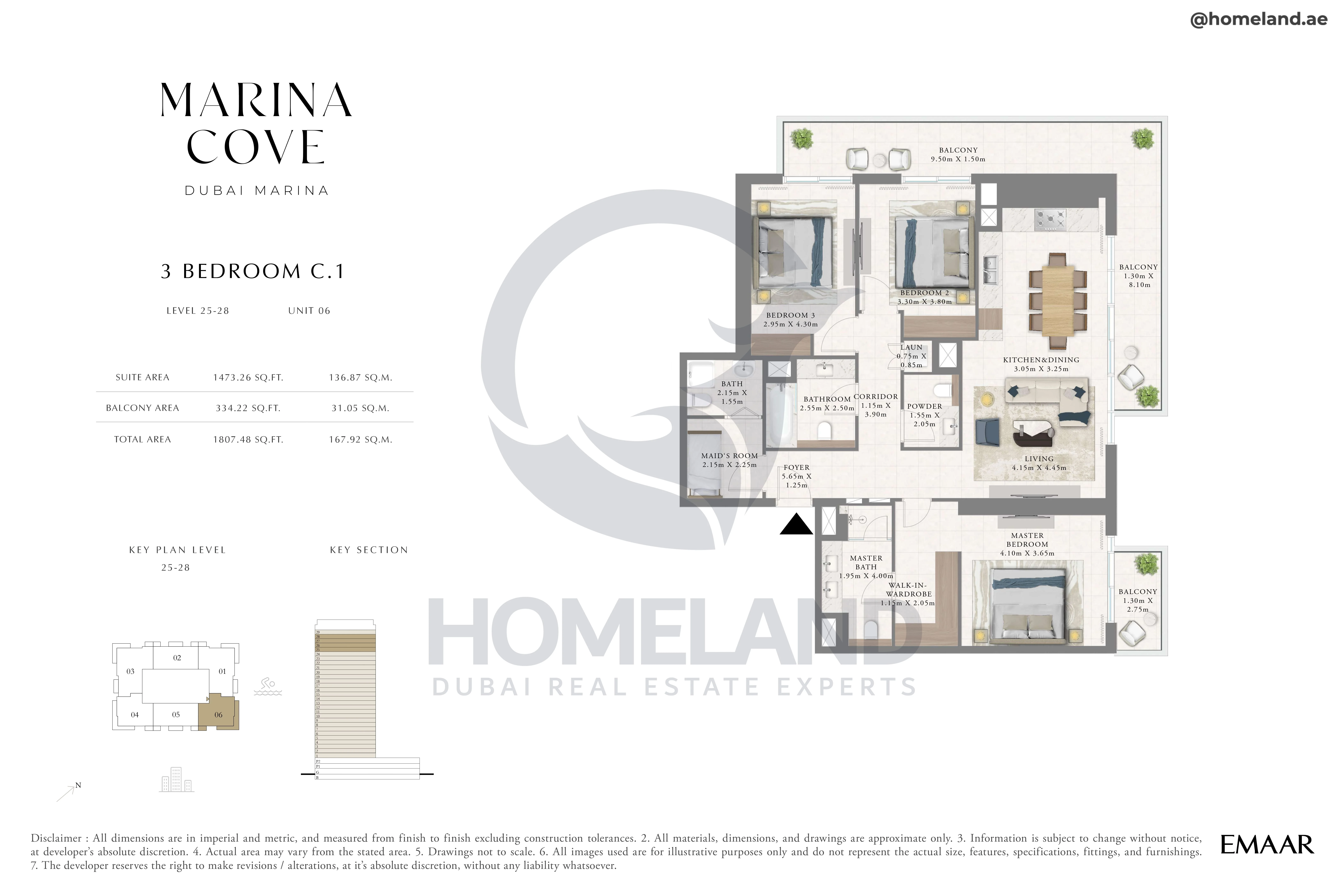 Marina Cove, 3BR, Type C.1, Level 25 to 28, Unit 06, 1807 SQFT