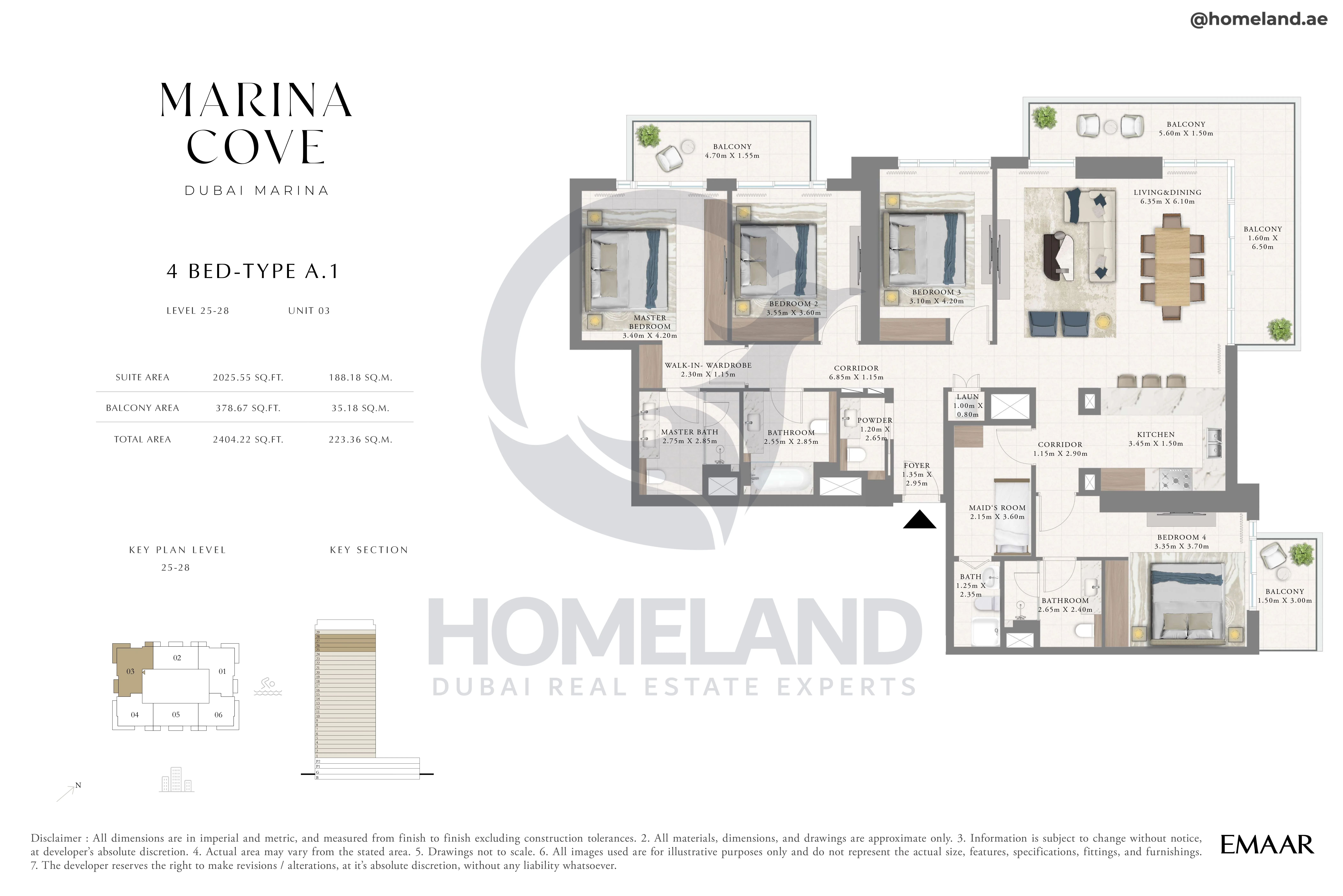 Marina Cove, 4BR, Type A.1, Level 25 to 28, Unit 03, 2404 SQFT