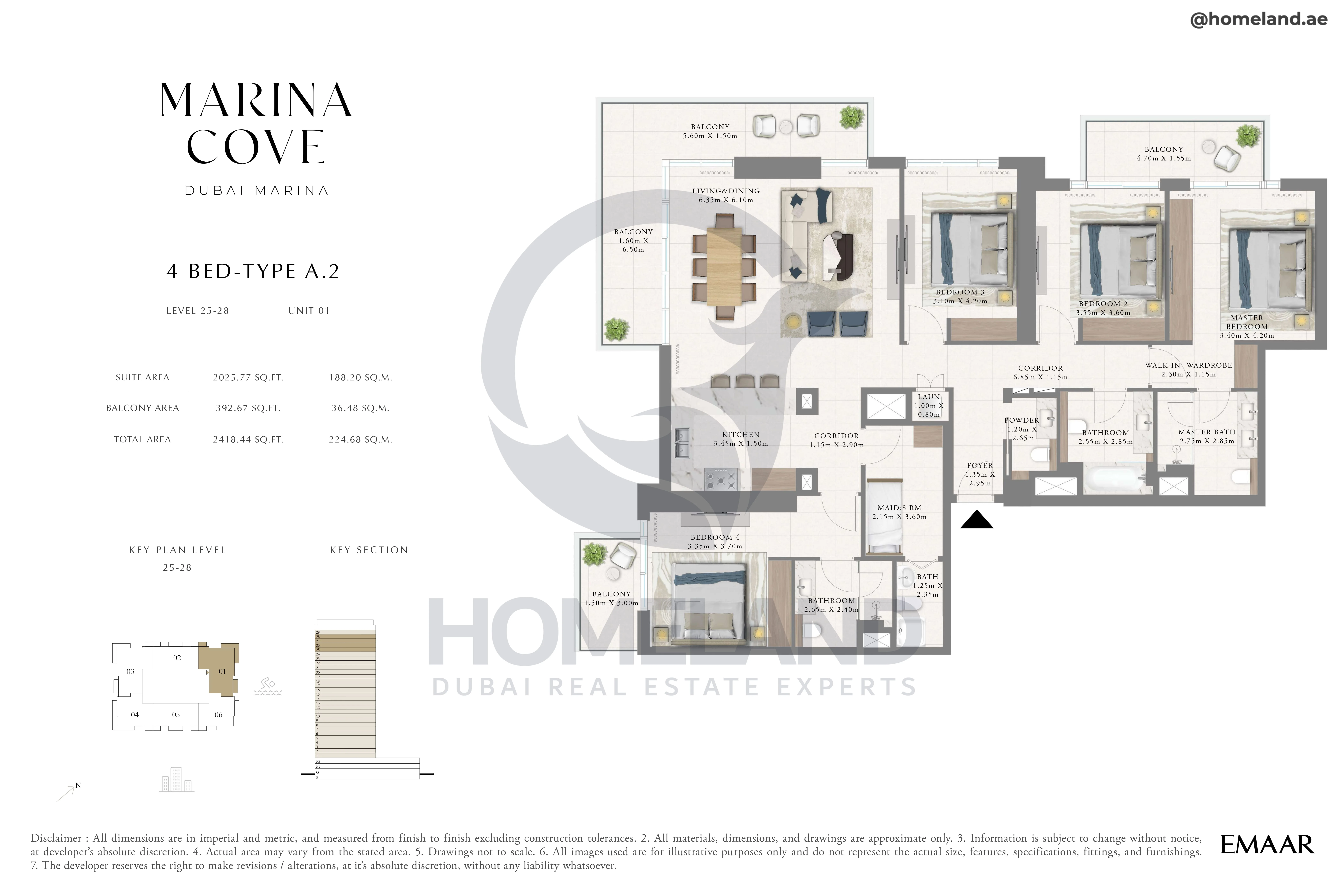 Marina Cove, 4BR, Type A.2, Level 25 to 28, Unit 01, 2418 SQFT