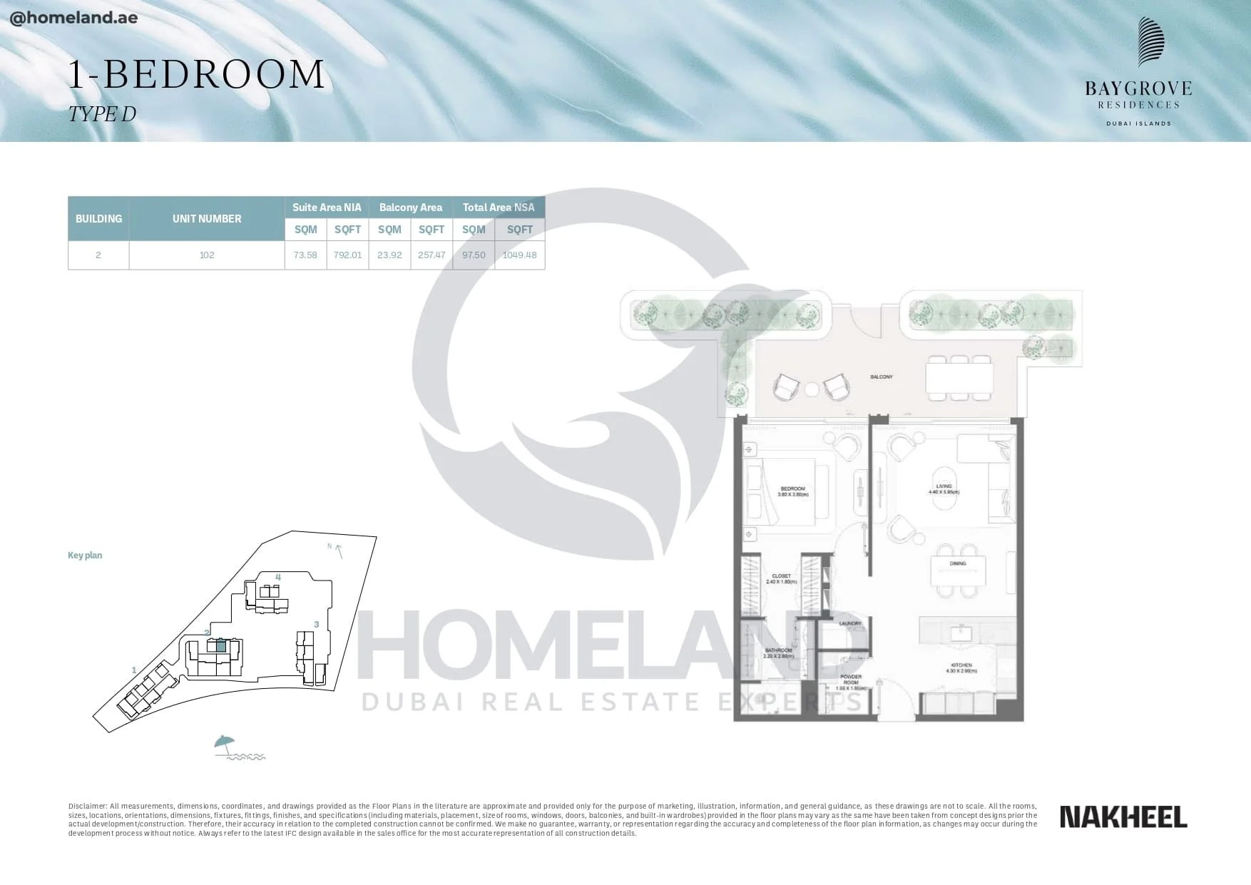 Bay Grove Residences, 1BR, Type D, Building 2, Unit 102, 1049 SQFT