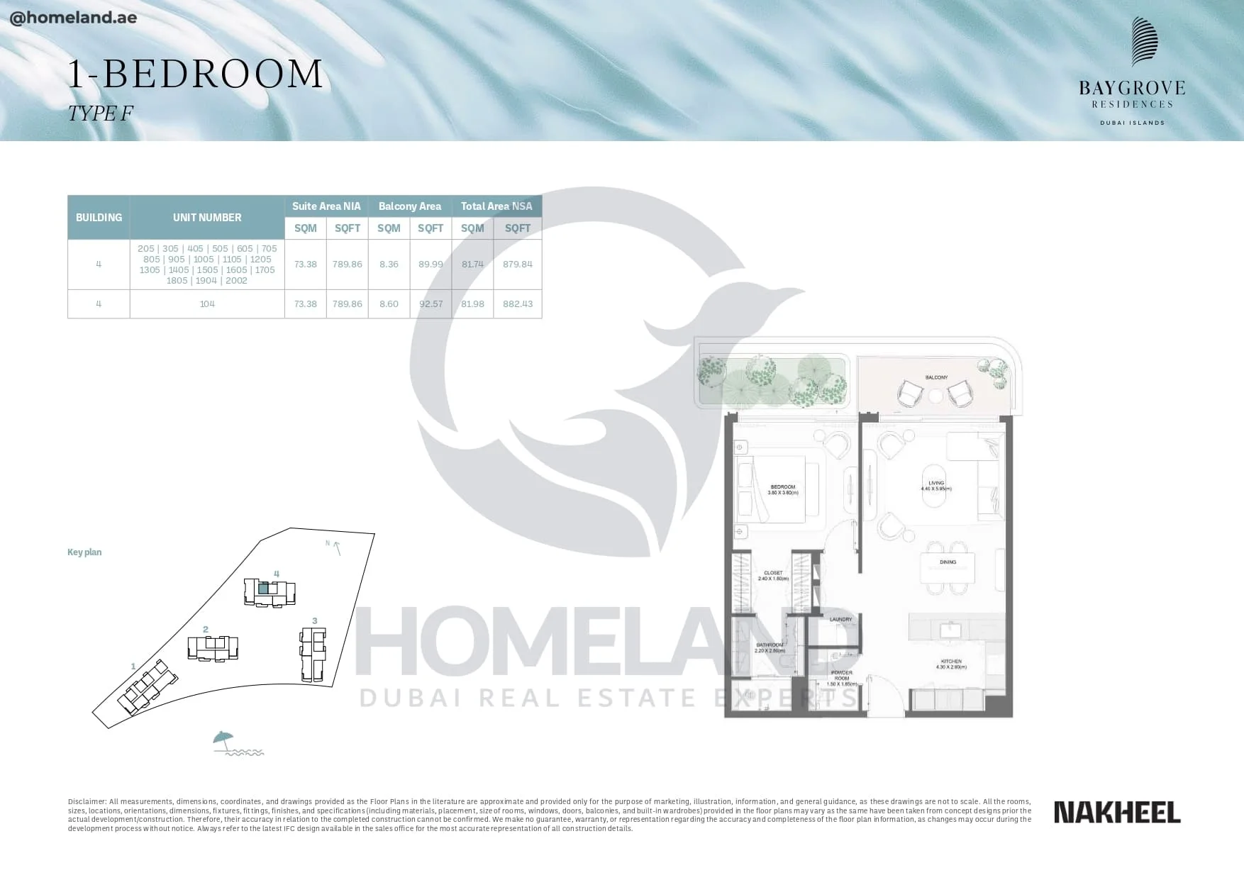 Bay Grove Residences, 1BR, Type F, Building 4, Unit 205-305-405-505-605-705-805-905-1005-1105-1205-1305-1405-1505-1605-1705-1805-1904-2002-104, 882 SQFT