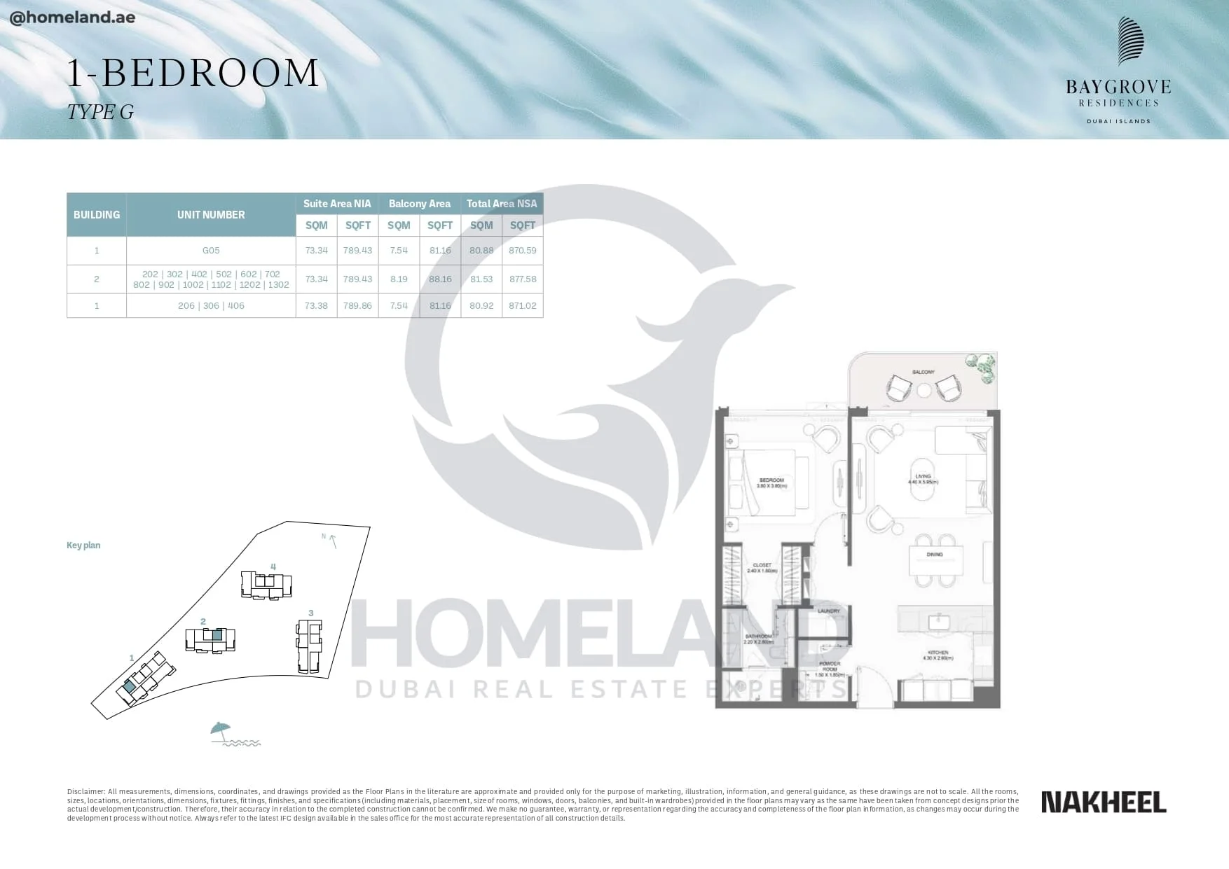 Bay Grove Residences, 1BR, Type G, Building 1-2, Unit G05-202-302-402-502-602-702-802-902-1002-1102-1202-1302-206-306-406, 877 SQFT