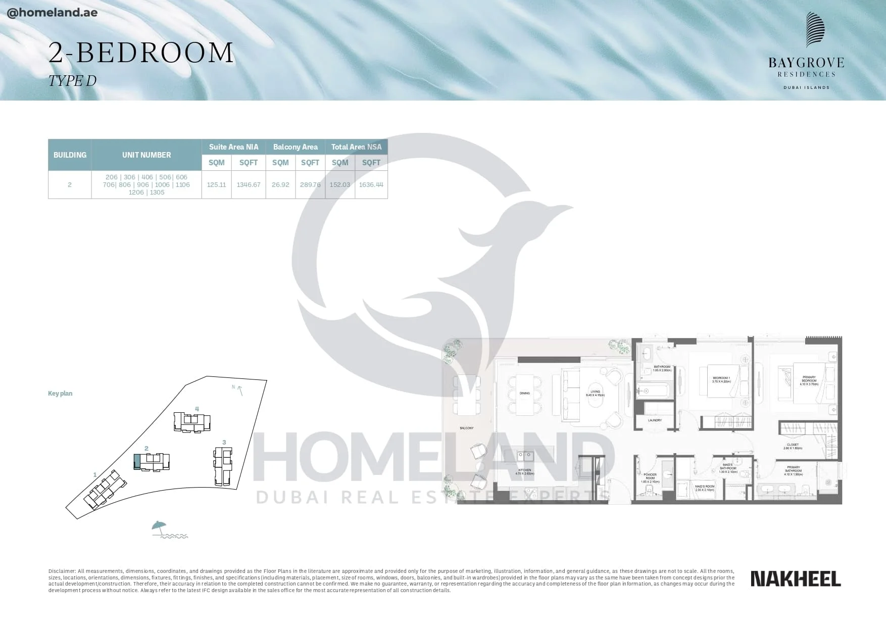 Bay Grove Residences, 2BR, Type D, Building 2, Unit 206-306-406-506-606-706-806-906-1006-1106-1206-1305, 1636 SQFT