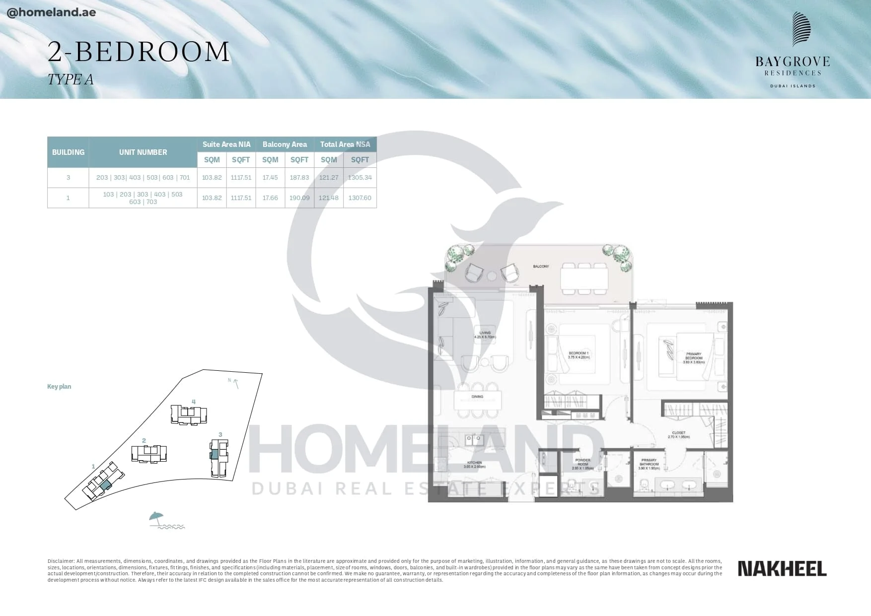 Bay Grove Residences, 2BR, Type A, Building 1-3, Unit 203-303-403-503-603-701-103-703, 1307 SQFT