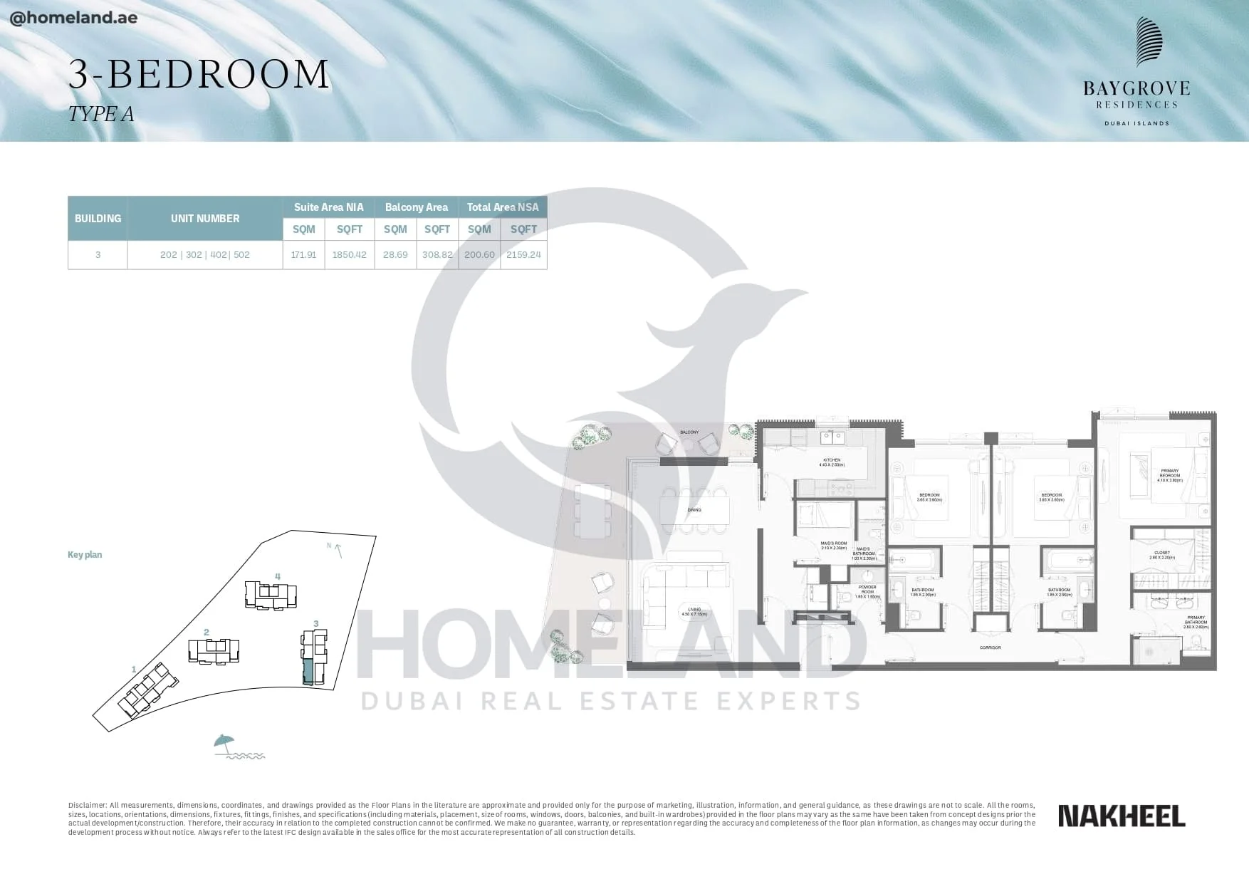 Bay Grove Residences, 3BR, Type A, Building 3, Unit 202-302-402-502, 2159 SQFT