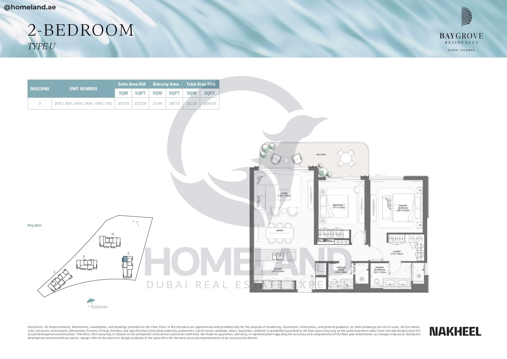 Bay Grove Residences, 2BR, Type U, Building 3, Unit 204-304-404-504-604-702, 1304 SQFT