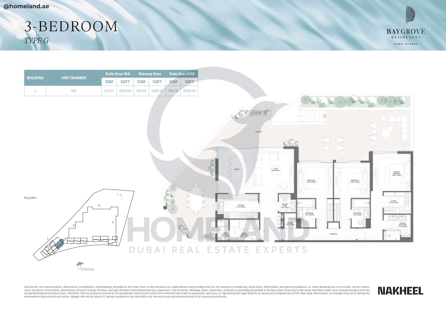 Bay Grove Residences, 3BR, Type G, Building 1, Unit G01, 3282 SQFT