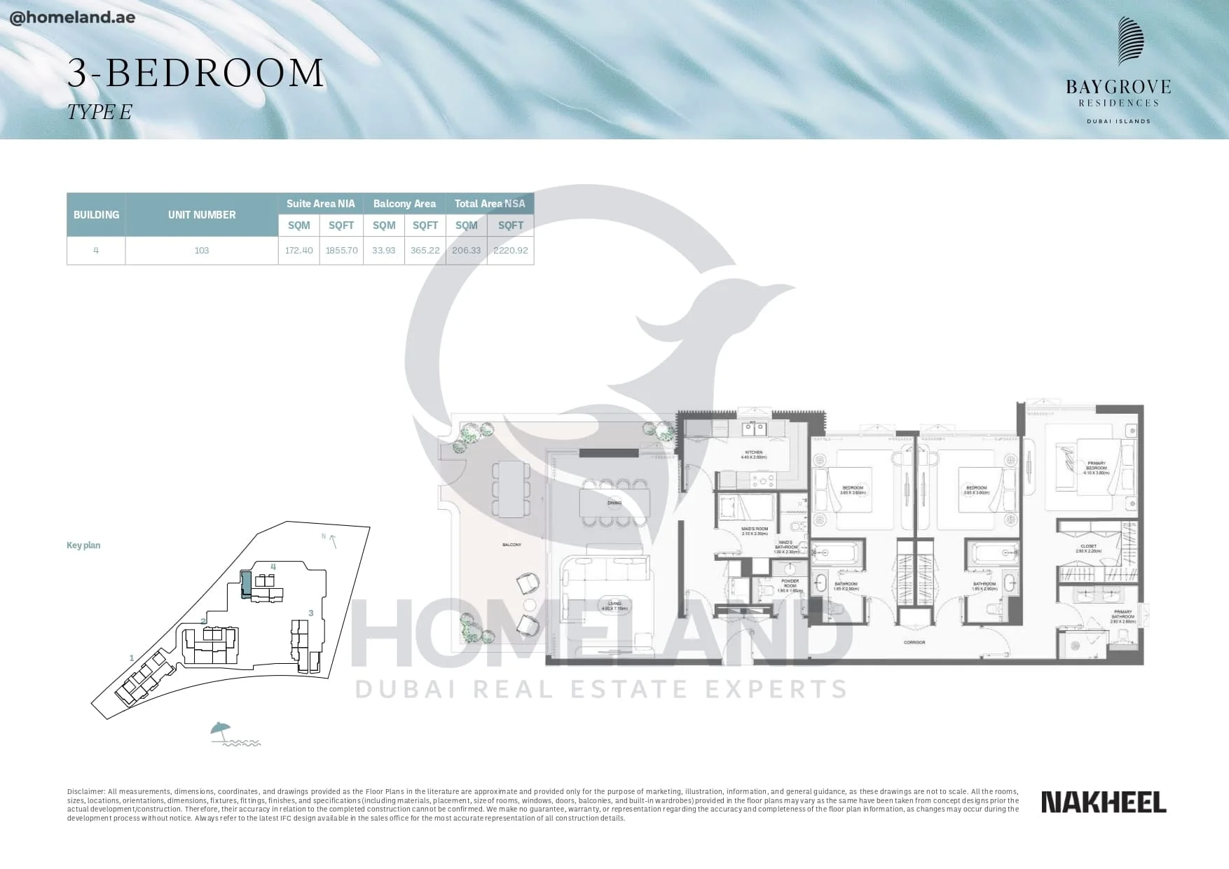 Bay Grove Residences, 3BR, Type E, Building 4, Unit 103, 2220 SQFT