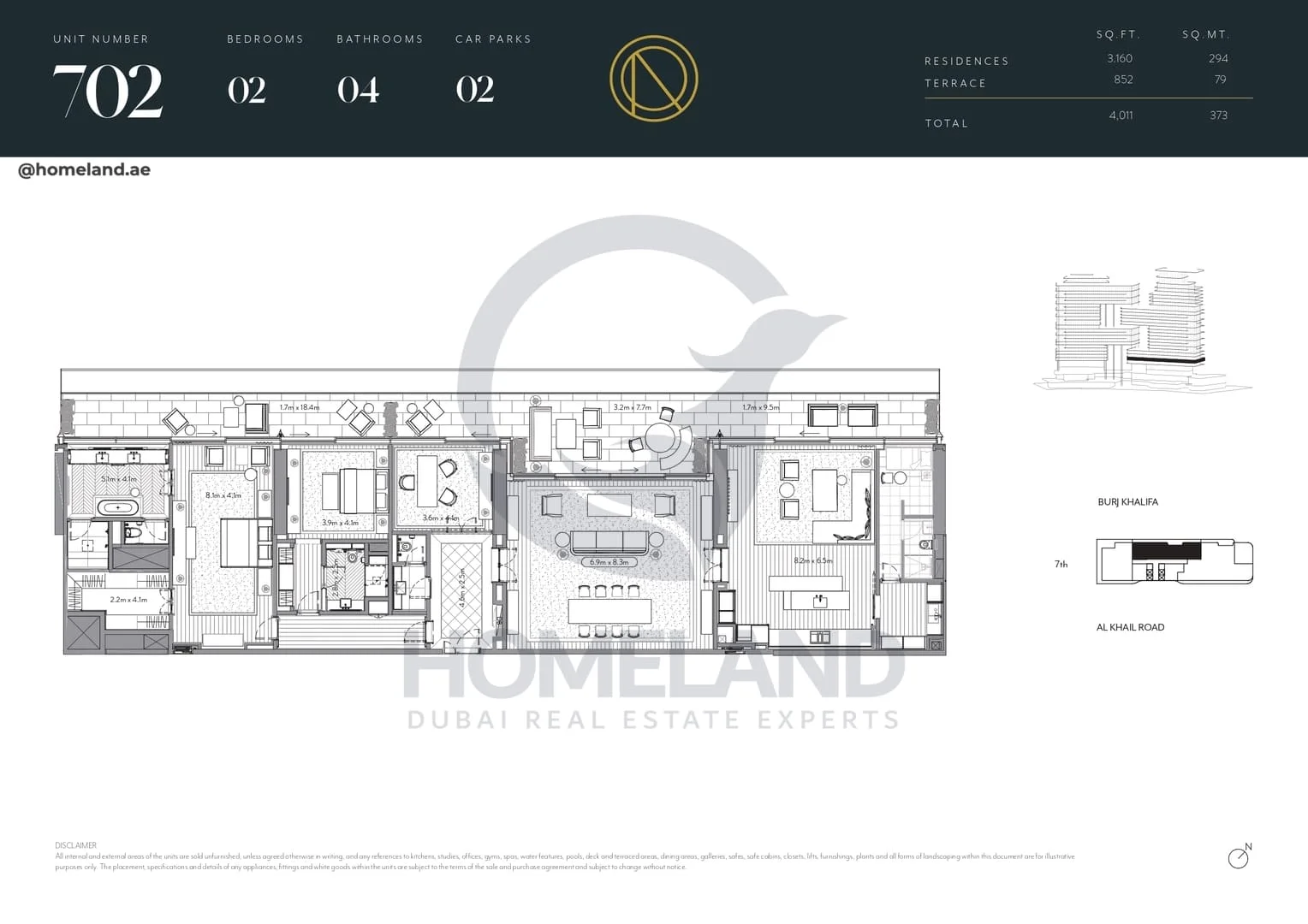 The Residences Dorchester Collection, 2BR, Unit 702, Level 7, 4011 SQFT