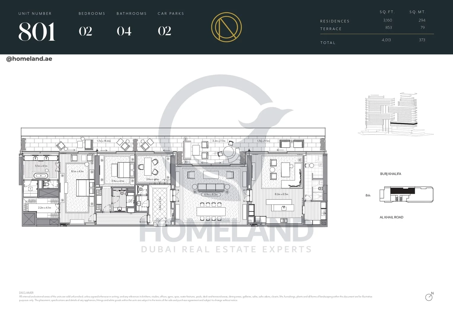 The Residences Dorchester Collection, 2BR, Unit 801, Level 8, 4013 SQFT