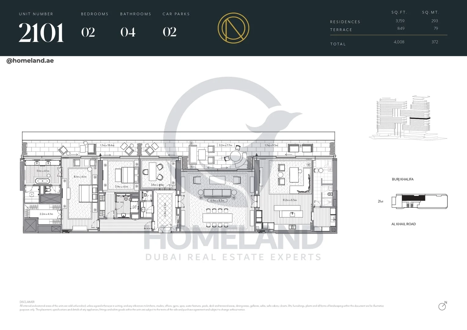The Residences Dorchester Collection, 2BR, Unit 2101, Level 21, 4008 SQFT