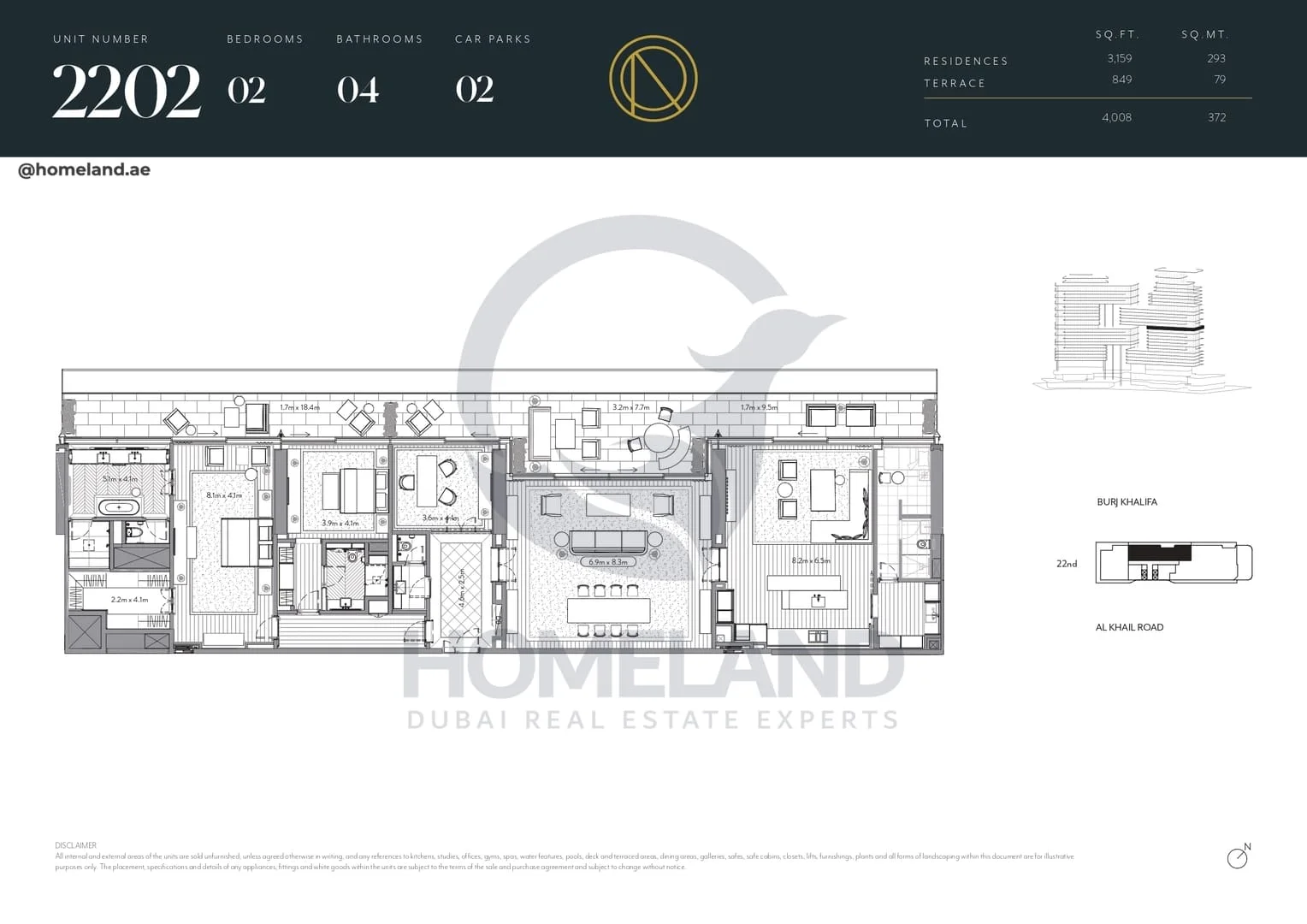 The Residences Dorchester Collection, 2BR, Unit 2202, Level 22, 4008 SQFT