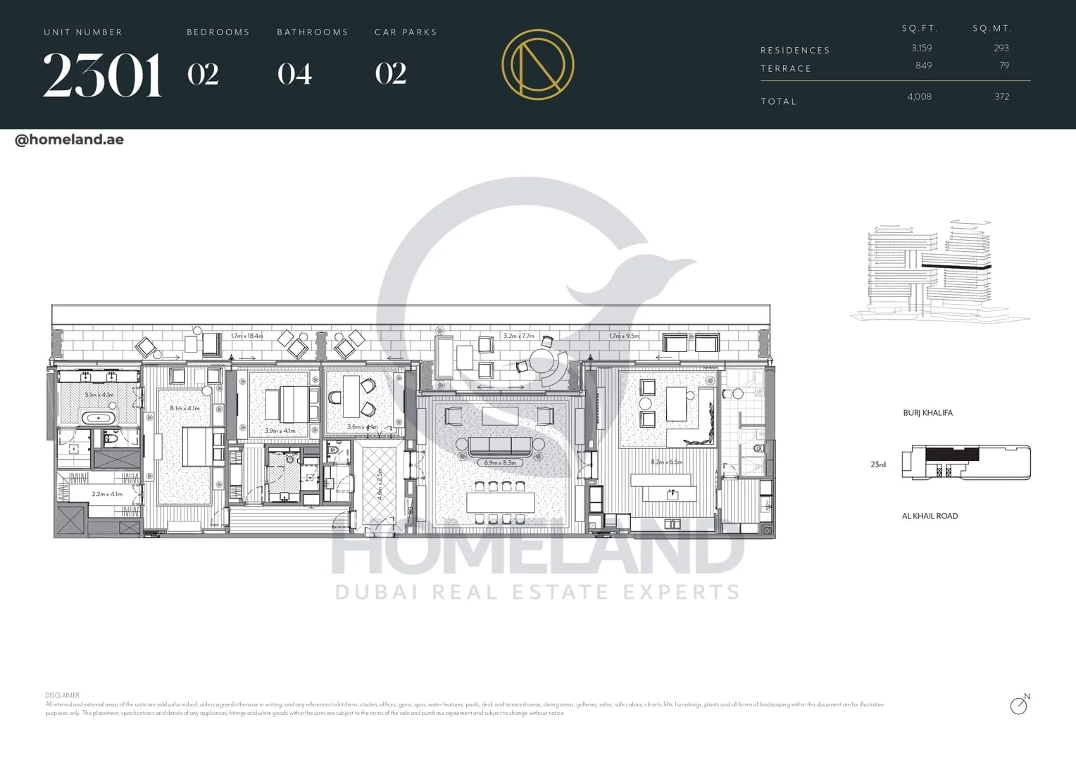 The Residences Dorchester Collection, 2BR, Unit 2301, Level 23, 4008 SQFT
