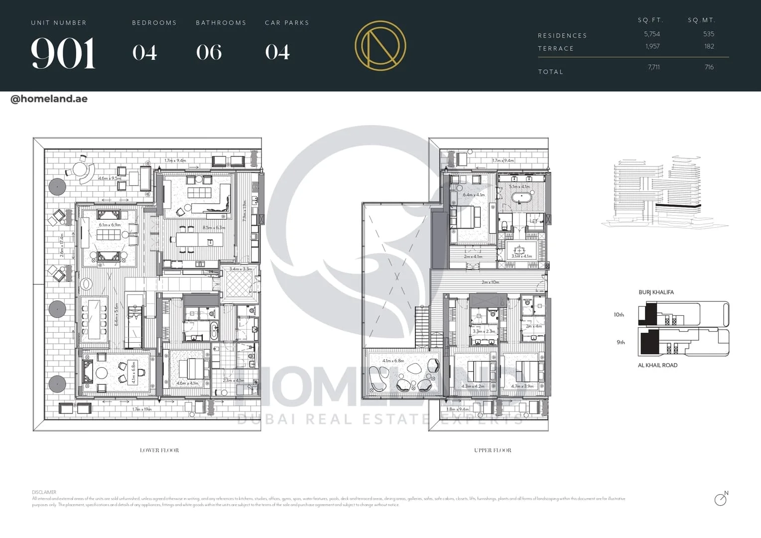 The Residences Dorchester Collection, 4BR, Unit 901, Level 9-10, 7711 SQFT
