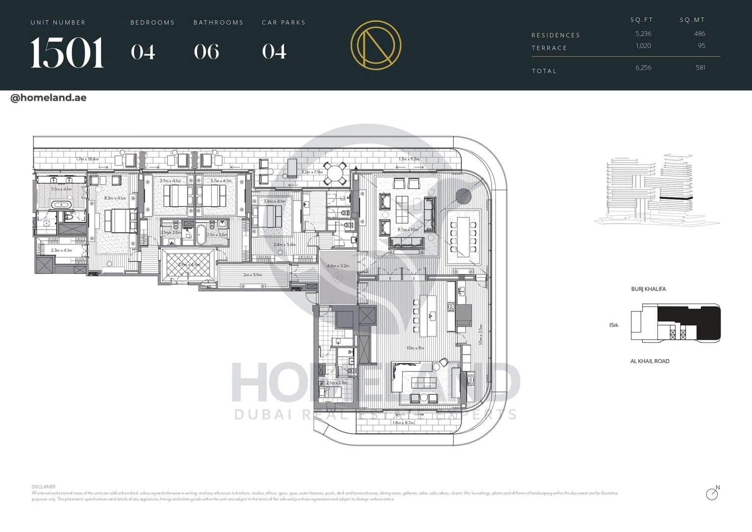 The Residences Dorchester Collection, 4BR, Unit 1501, Level 15, 6256 SQFT