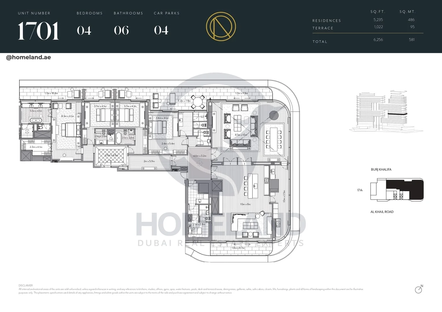 The Residences Dorchester Collection, 4BR, Unit 1701, Level 17, 6256 SQFT