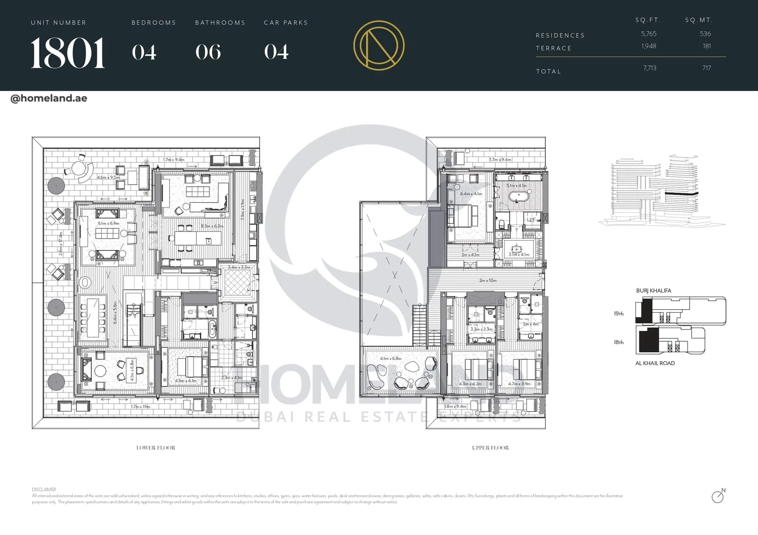The Residences Dorchester Collection, 4BR, Unit 1801, Level 17-18, 7713 SQFT
