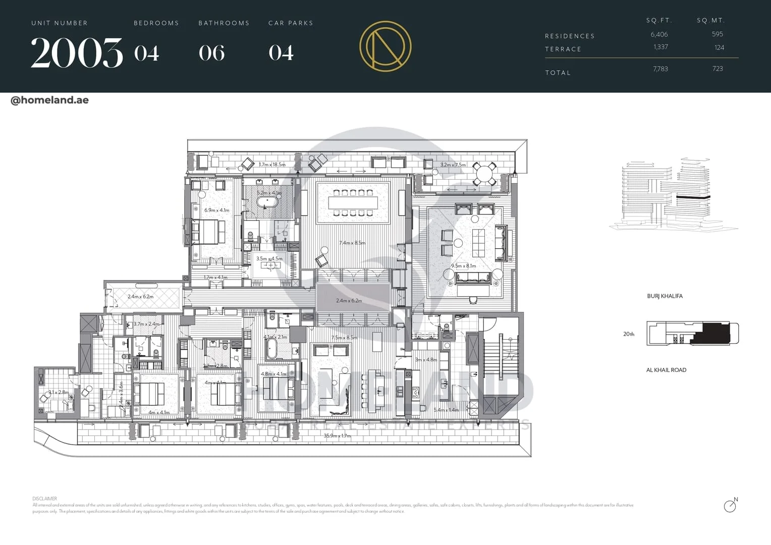The Residences Dorchester Collection, 4BR, Unit 2003, Level 20, 7783 SQFT