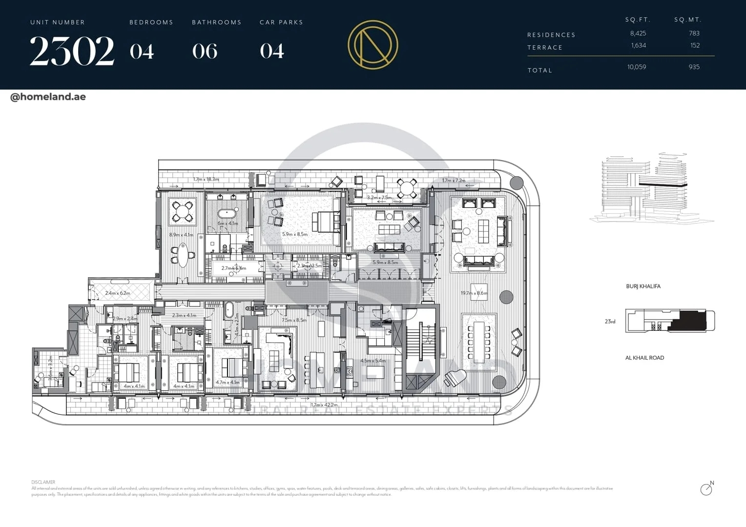 The Residences Dorchester Collection, 4BR, Unit 2302, Level 23, 10059 SQFT