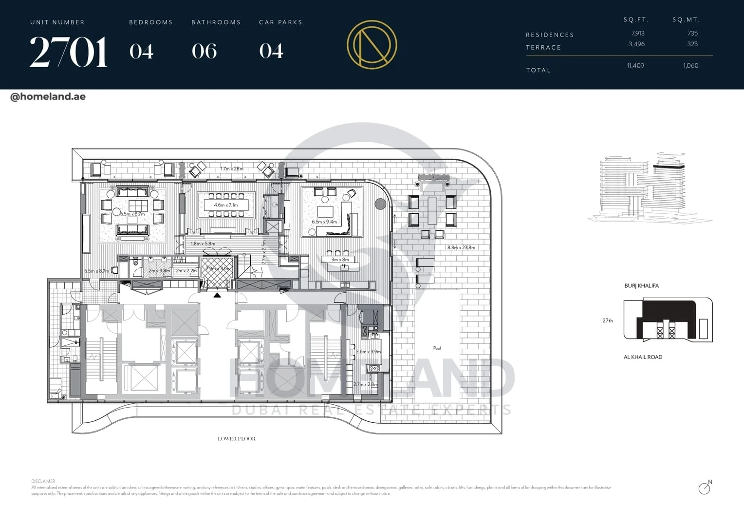 The Residences Dorchester Collection, 4BR, Unit 2701, Level 27, 11409 SQFT