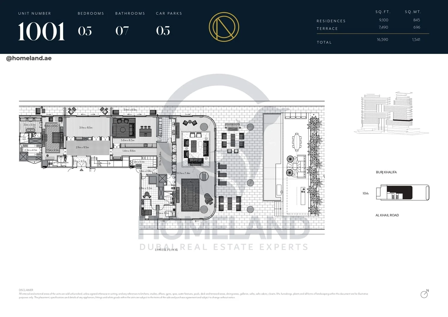 The Residences Dorchester Collection, 5BR, Unit 1001, Level 10, 16590 SQFT