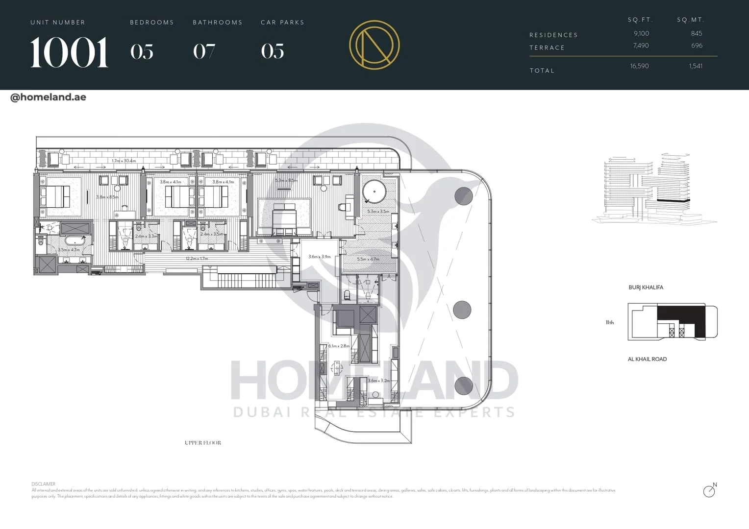 The Residences Dorchester Collection, 5BR, Unit 1001, Level 11, 16590 SQFT