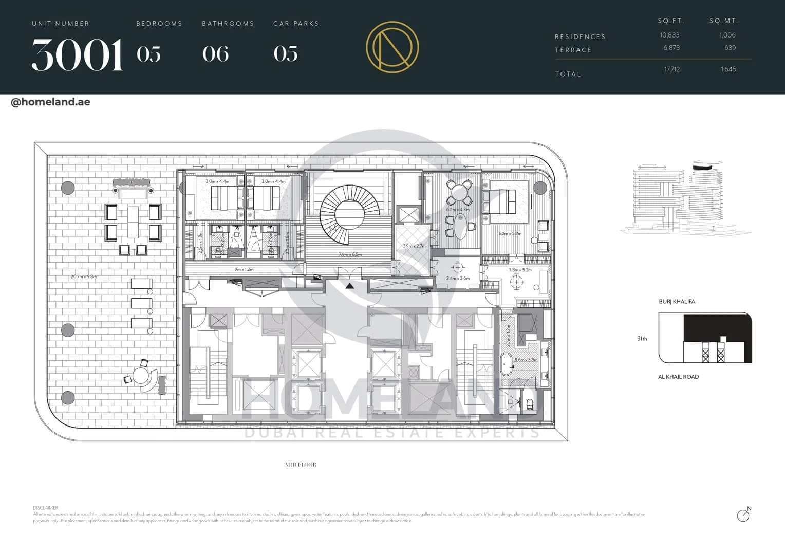 The Residences Dorchester Collection, 5BR, Unit 3001, Level 31, 17712 SQFT