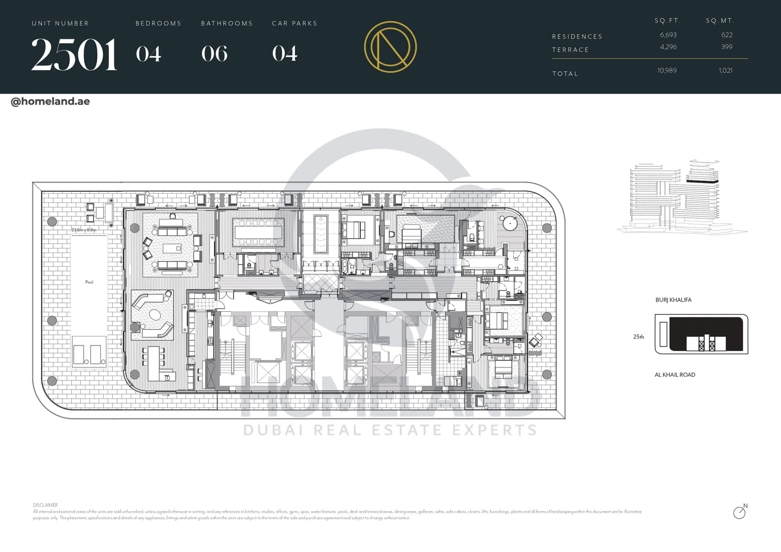 The Residences Dorchester Collection, 4BR, Unit 2501, Level 25, 10989 SQFT