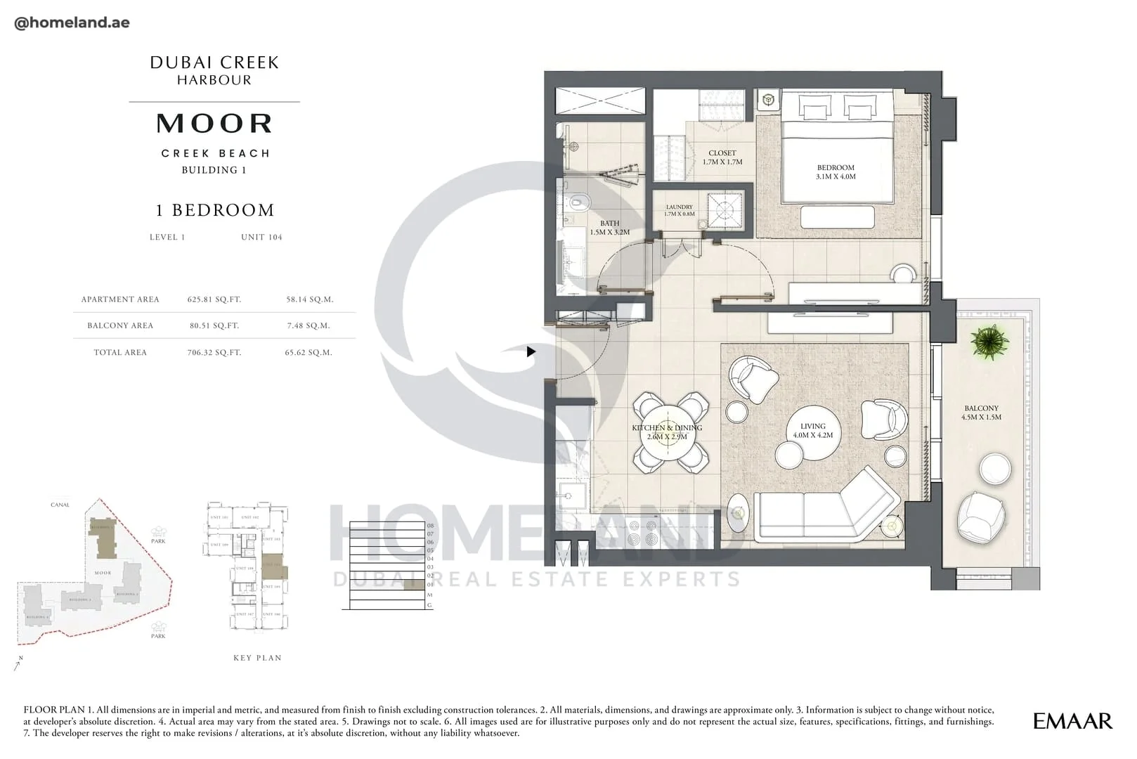 Moor Creek Beach, Building 1, 1BR, Level 1, Unit 104, 706 SQFT