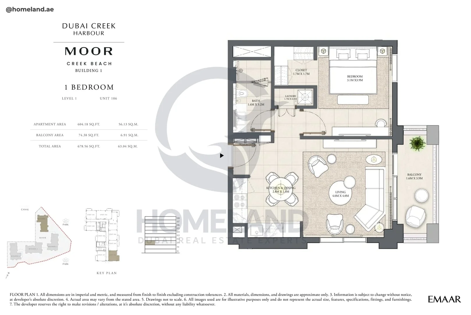 Moor Creek Beach, Building 1, 1BR, Level 1, Unit 106, 678 SQFT