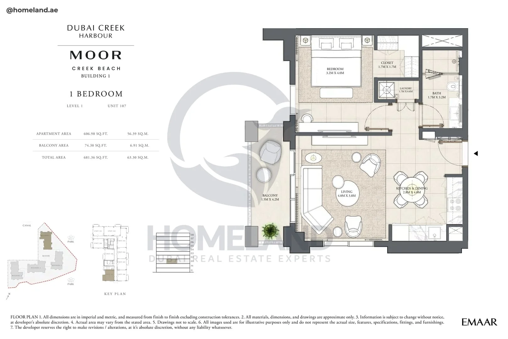 Moor Creek Beach, Building 1, 1BR, Level 1, Unit 107, 681 SQFT