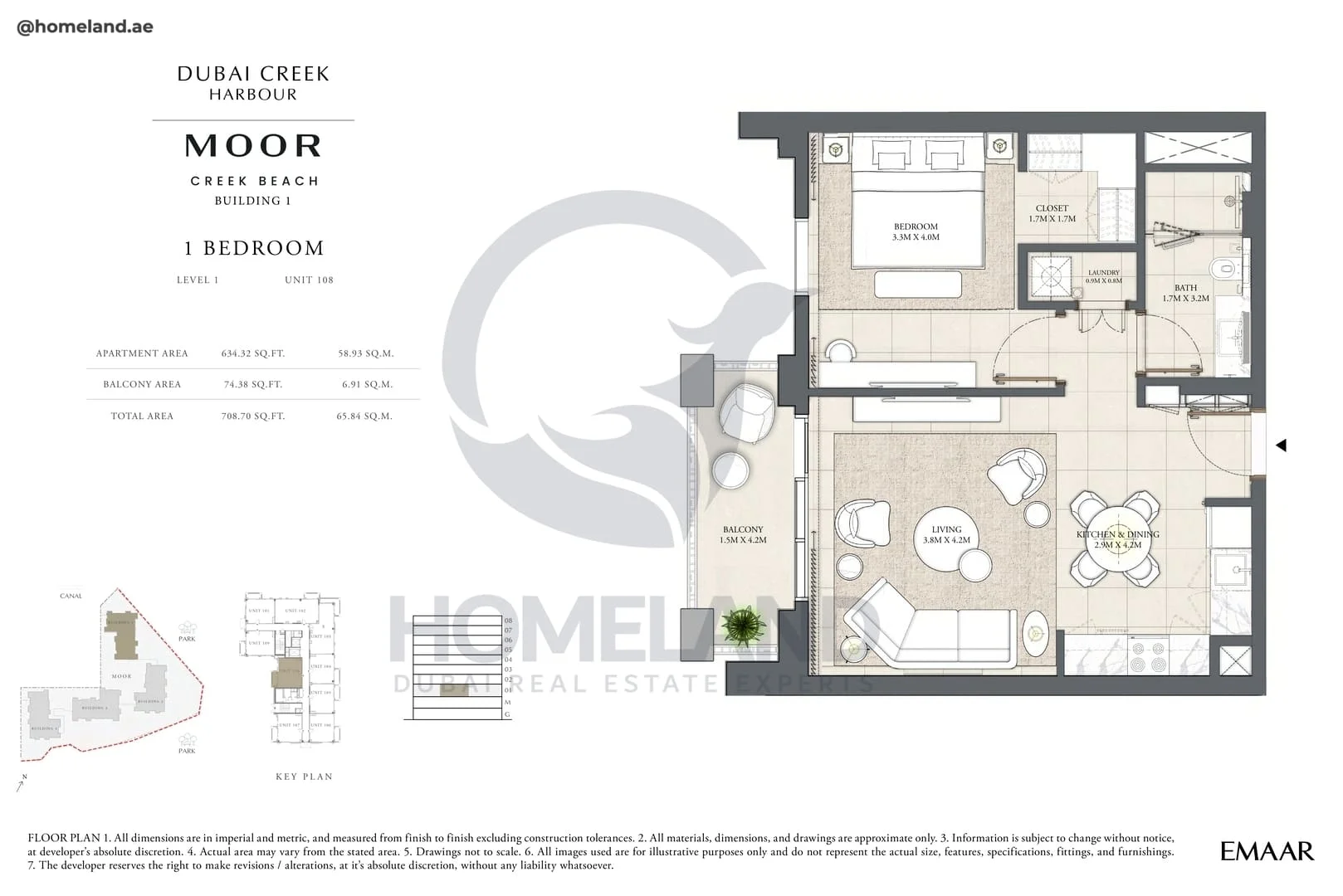 Moor Creek Beach, Building 1, 1BR, Level 1, Unit 108, 708 SQFT