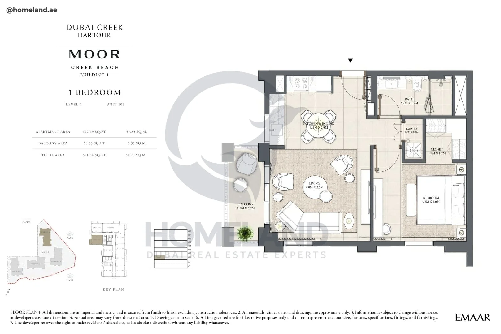 Moor Creek Beach, Building 1, 1BR, Level 1, Unit 109, 691 SQFT