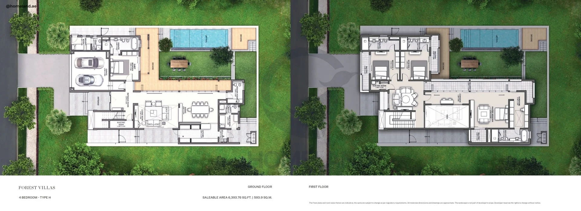 Sobha Hartland Estate, Forest Villas, 4BR, Type H, Level GF-1st, 6393 SQFT