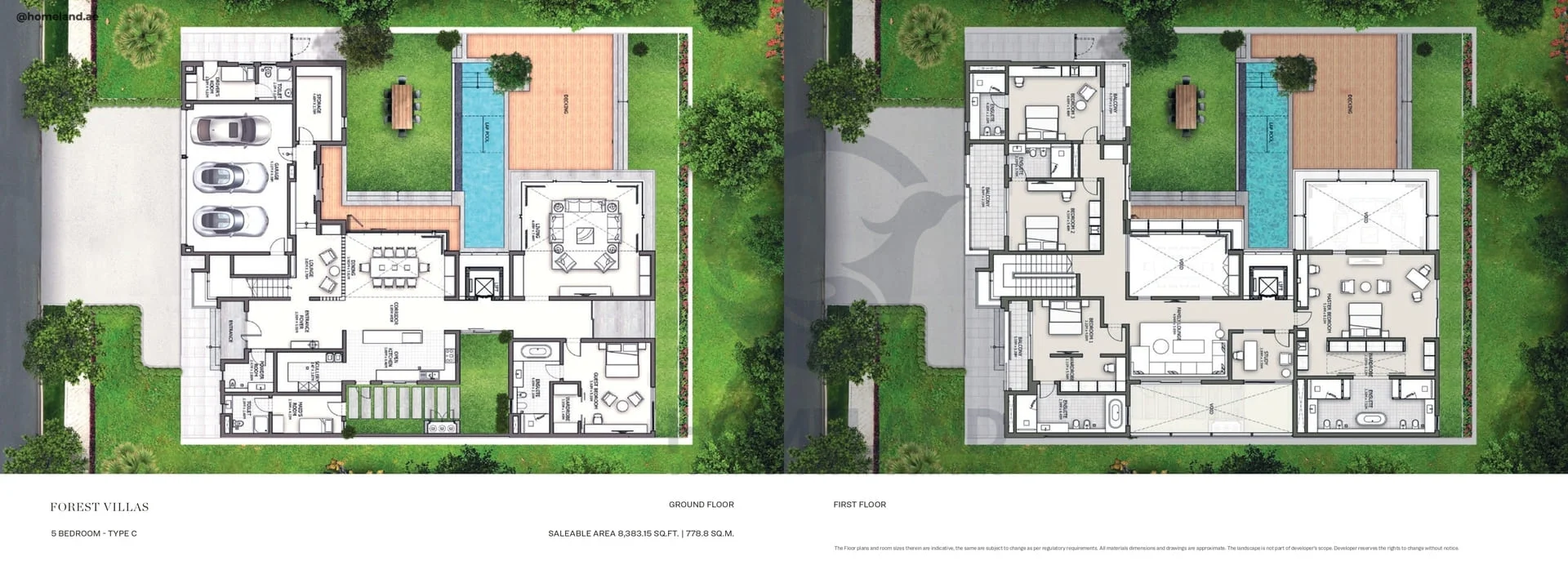 Sobha Hartland Estate, Forest Villas, 5BR, Type C, Level GF-1st, 8383 SQFT