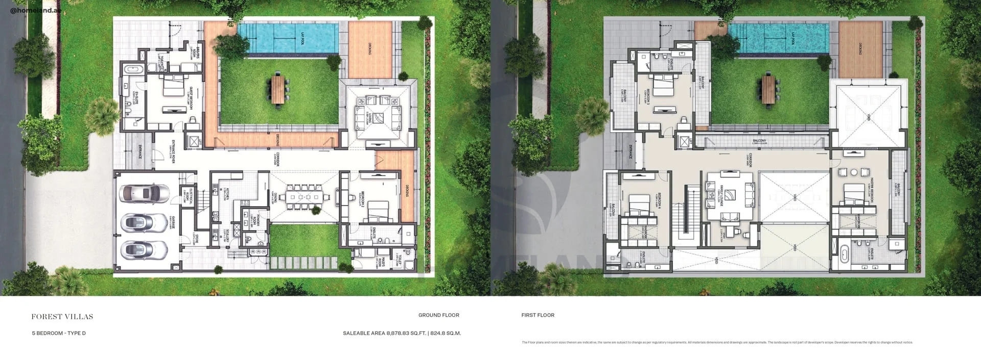 Sobha Hartland Estate, Forest Villas, 5BR, Type D, Level GF-1st, 8878 SQFT