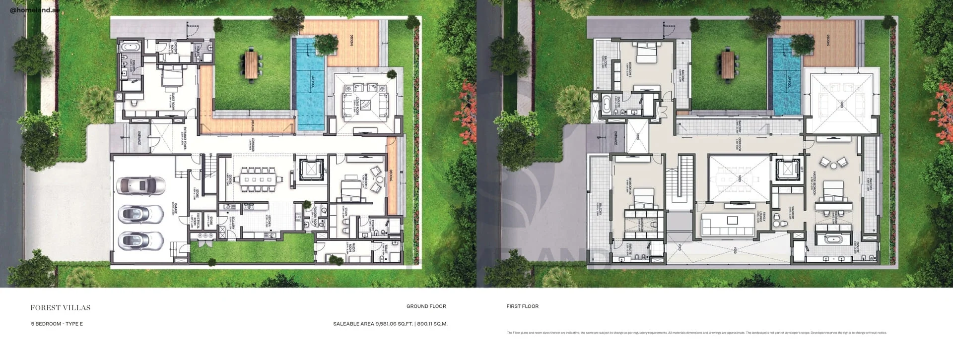 Sobha Hartland Estate, Forest Villas, 5BR, Type E, Level GF-1st, 9581 SQFT
