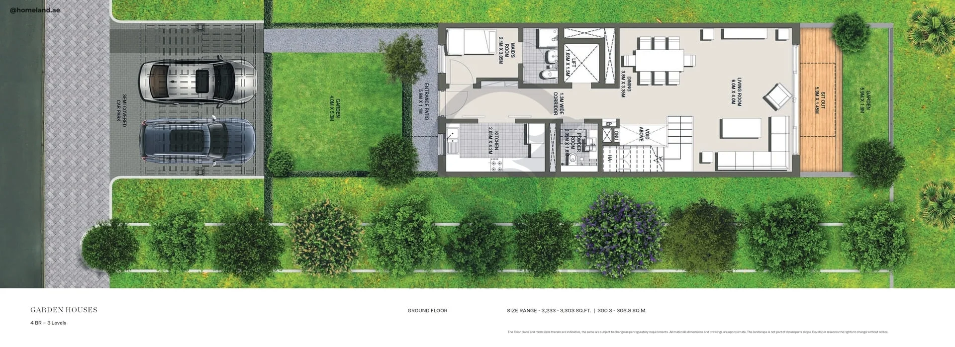 Sobha Hartland Estate, Garden Houses, 4BR, Level GF, 3303 SQFT