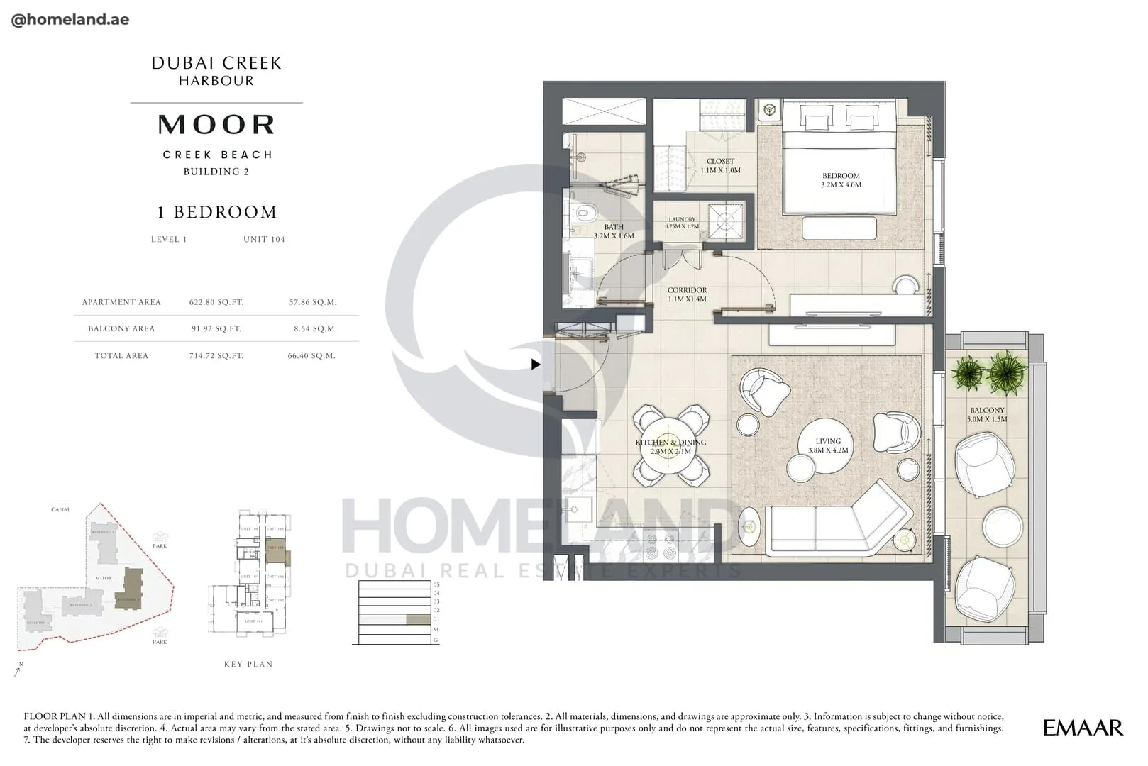 Moor Creek Beach, Building 2, 1BR, Level 1, Unit 104, 714 SQFT