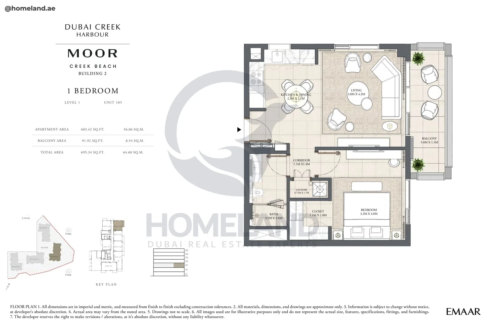 Moor Creek Beach, Building 2, 1BR, Level 1, Unit 105, 695 SQFT