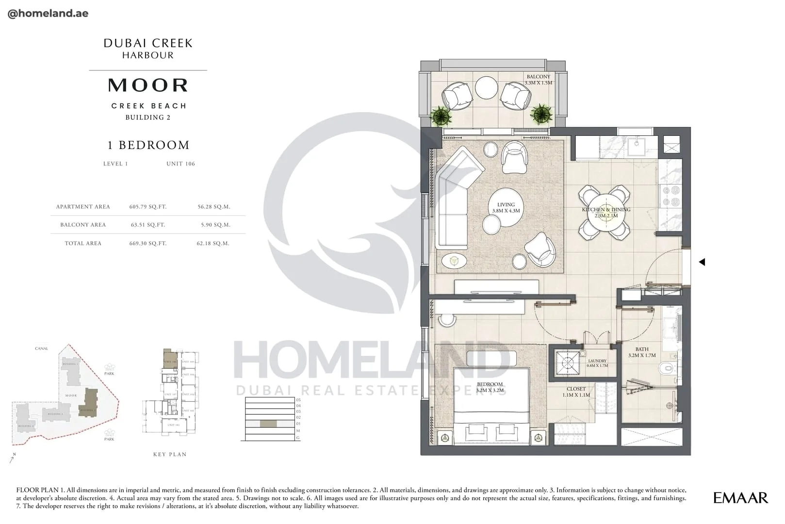 Moor Creek Beach, Building 2, 1BR, Level 1, Unit 106, 669 SQFT